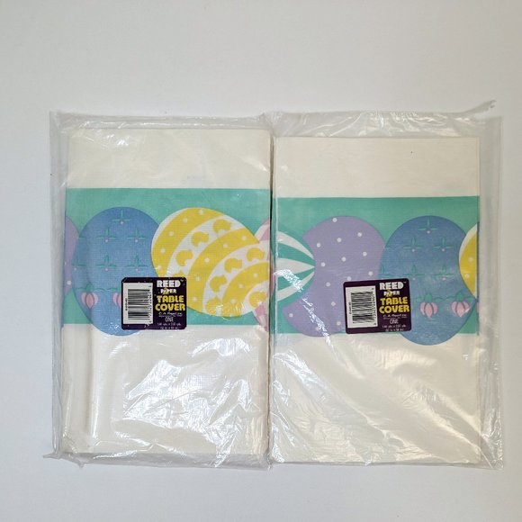 Vintage C. A. Reed Easter Egg Pastel Spring Paper Table Cover 52" x 96" Qty 2 - Picture 1 of 4